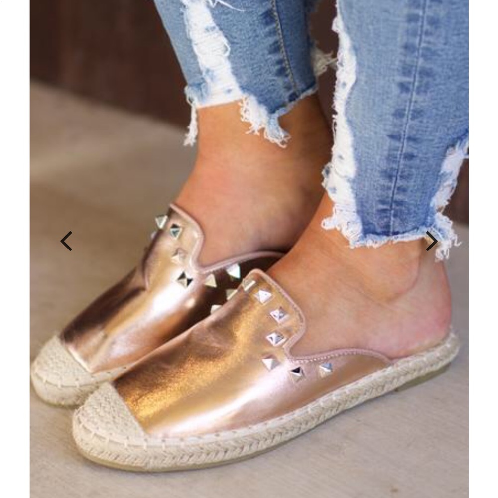 Rose Gold Metallic loafers espadrilles